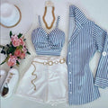 CONJUNTO CROOPED BLUSÃO LISTRADO